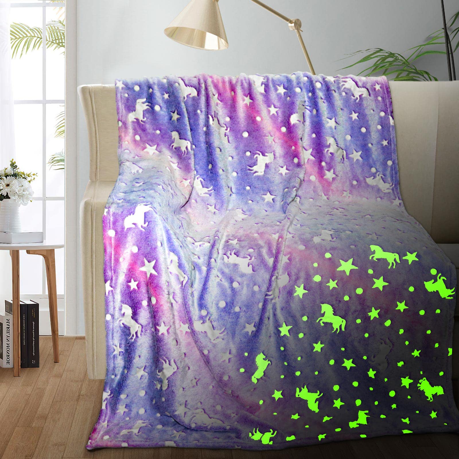 TEHALK unicorn blanket in soft flannel fabric for cozy kid nights.
