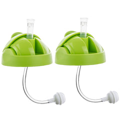 TEITEAI green silicone straw sippy lid on Boon Nursh bottle enables spill-free toddler sipping.