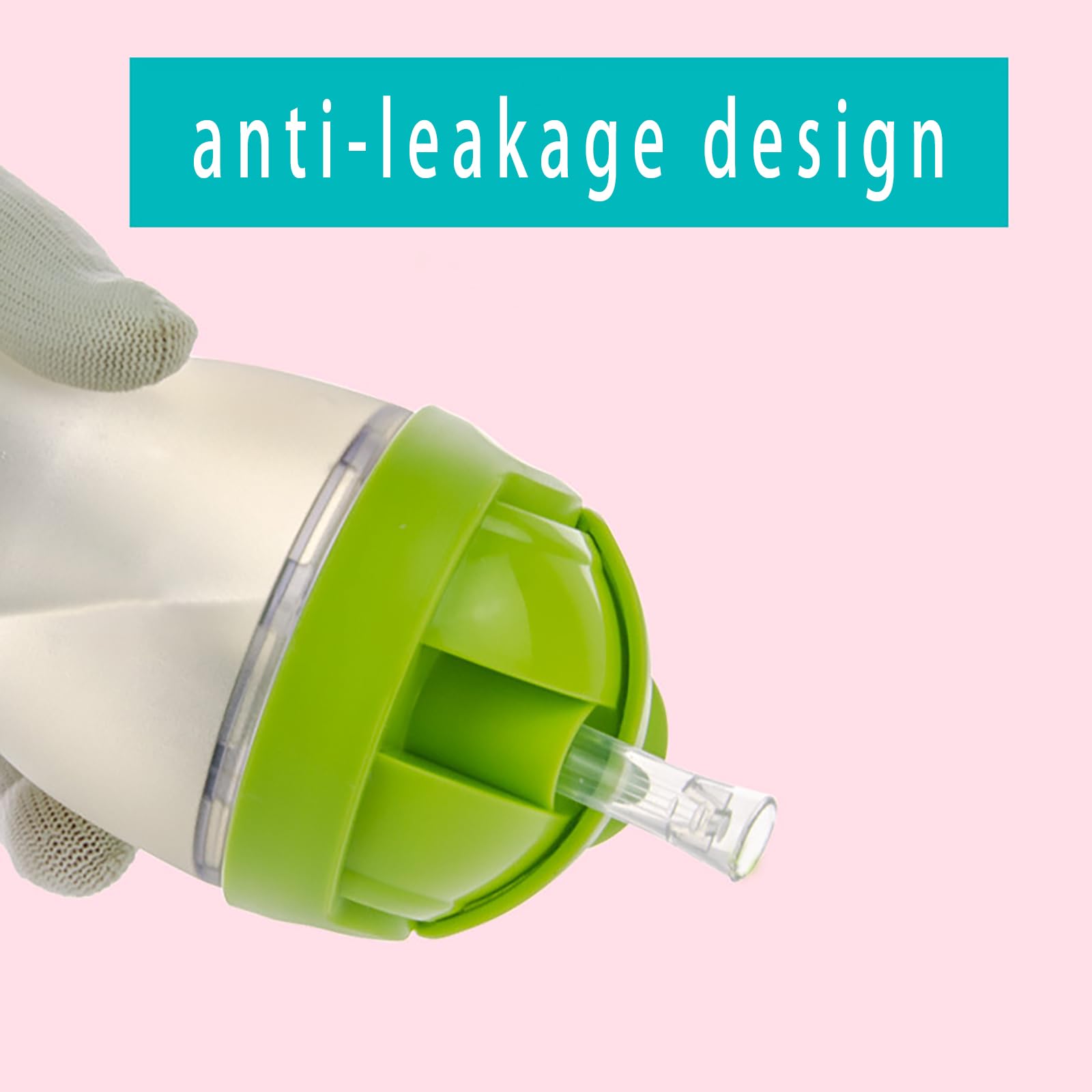 Green TEITEAI lid captures liquids with a valved straw for mess-reducing on the go.