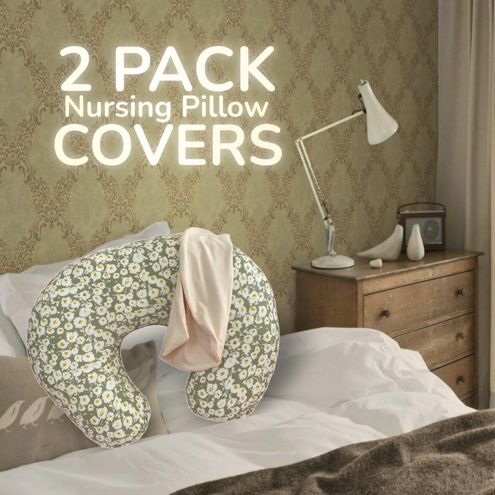 Teleamica gender-neutral beige and wild floral design suits any nursery.
