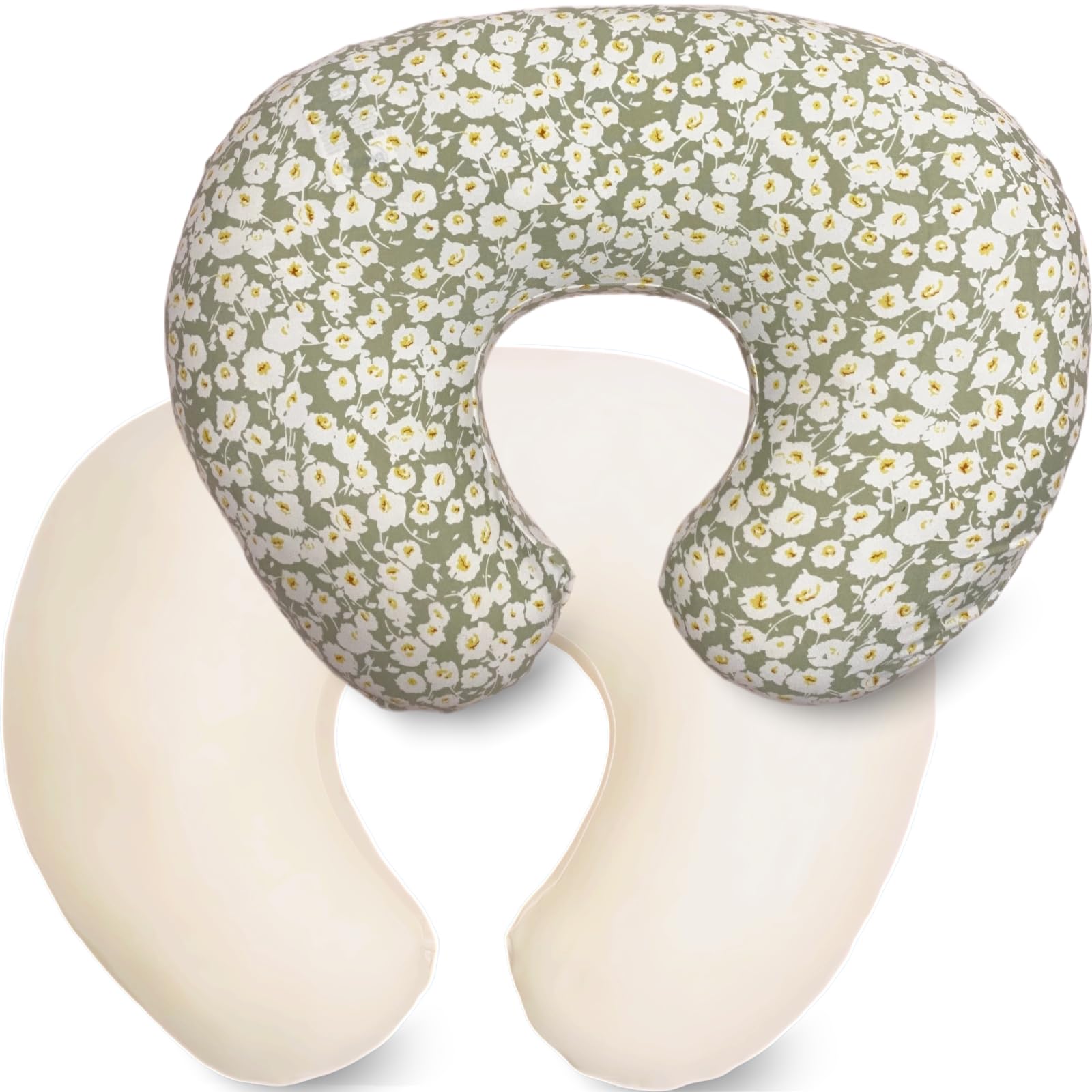 Teleamica nursing pillow cover in beige wild floral fits Boppy Original snugly for feeding.