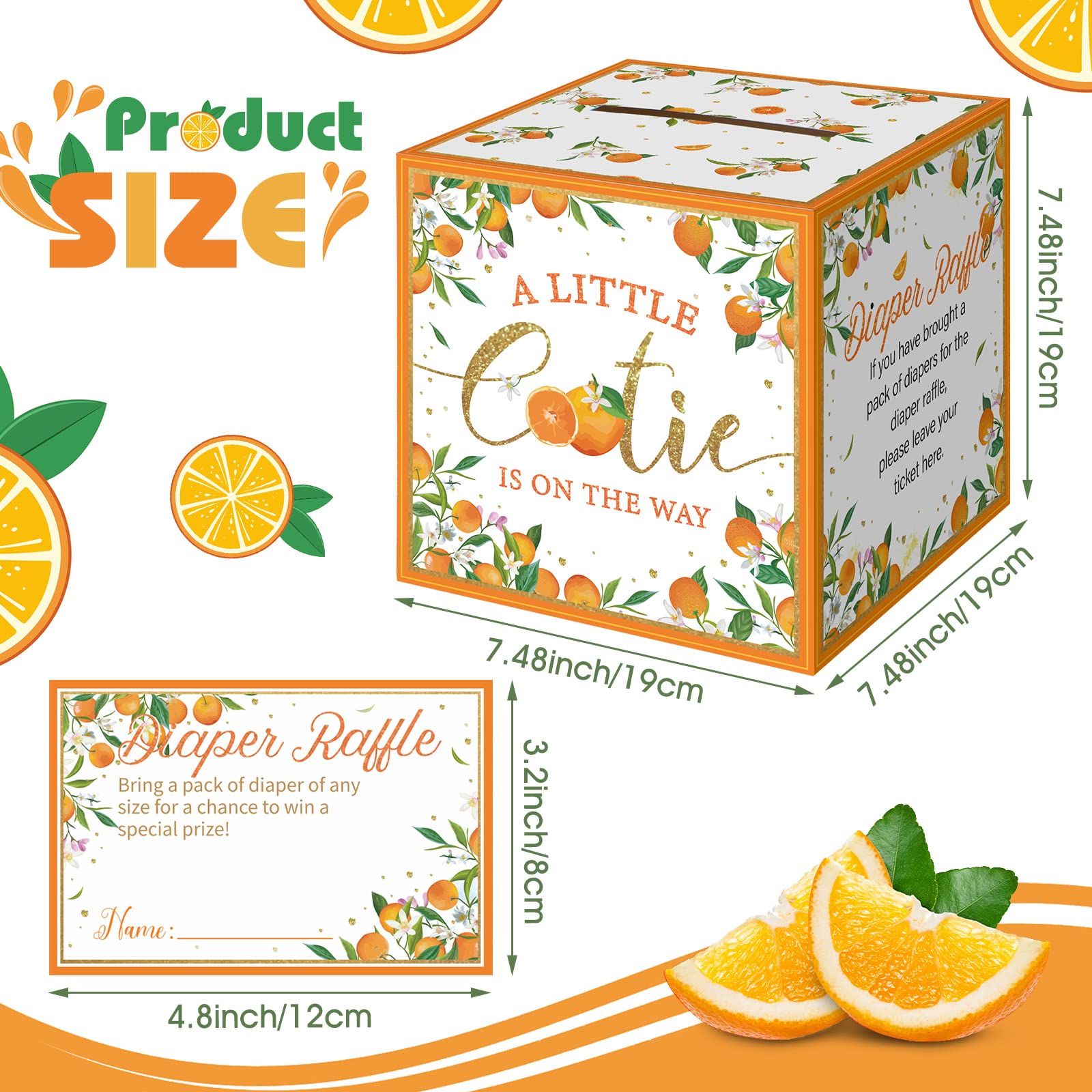 Teling little cutie design closeup showing orange graphics for charming décor.