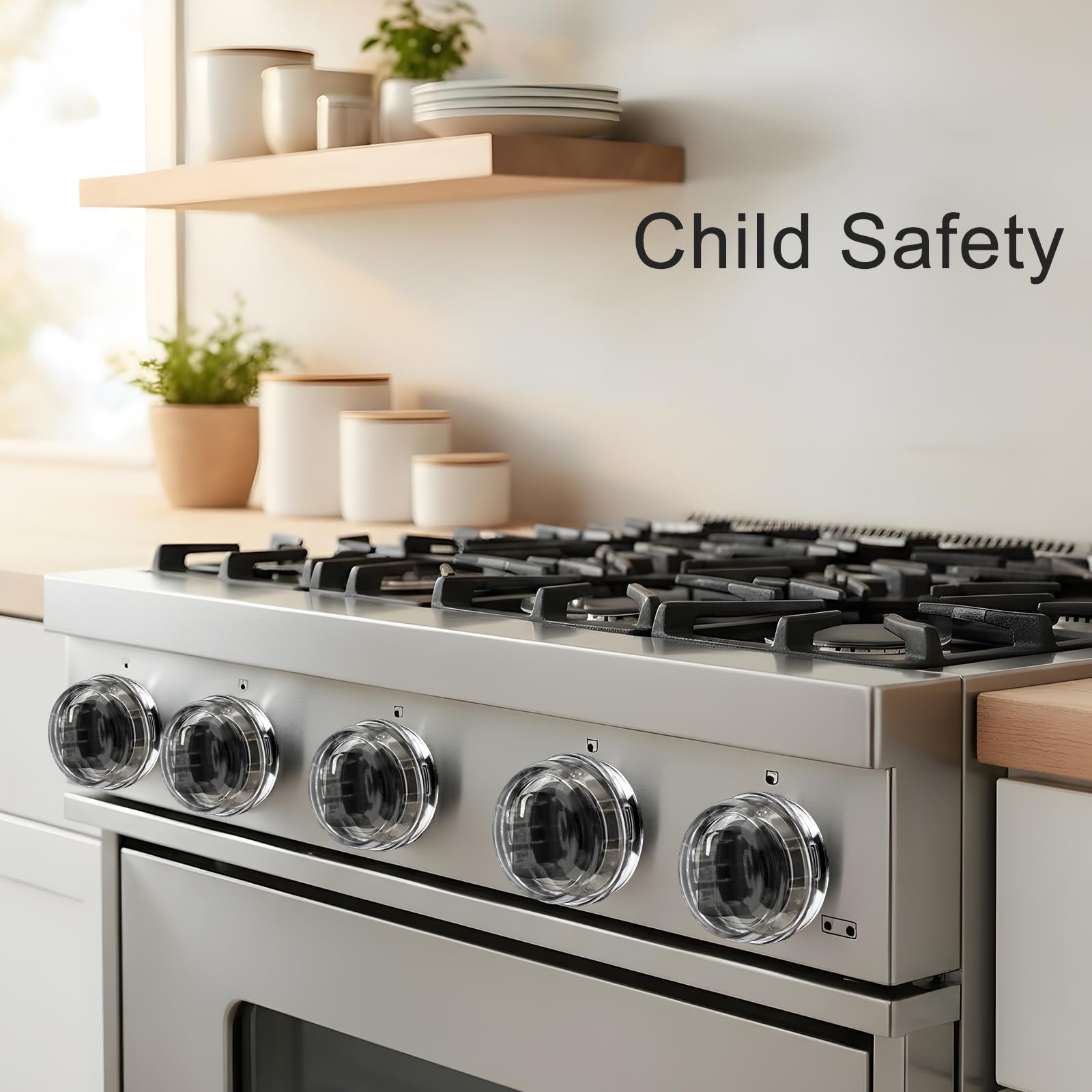 Telooco kitchen stove knob guard demonstrates clear, unobtrusive design for everyday family meals.