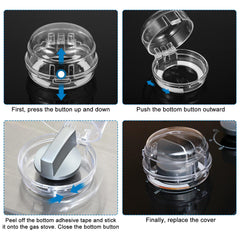 Telooco stove knob safety cover adhesive highlights simple mounting with strong glue for lasting protection.
