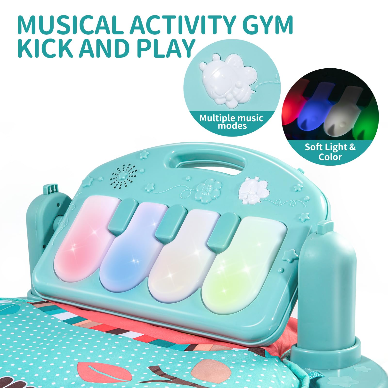 TEMI Baby Gym piano keys in action with lights and music