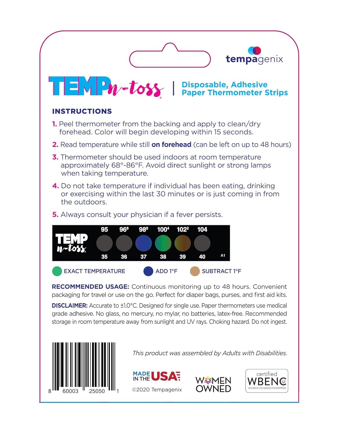 Temp-N-Toss applying the forehead strip for quick, accurate readings in seconds.