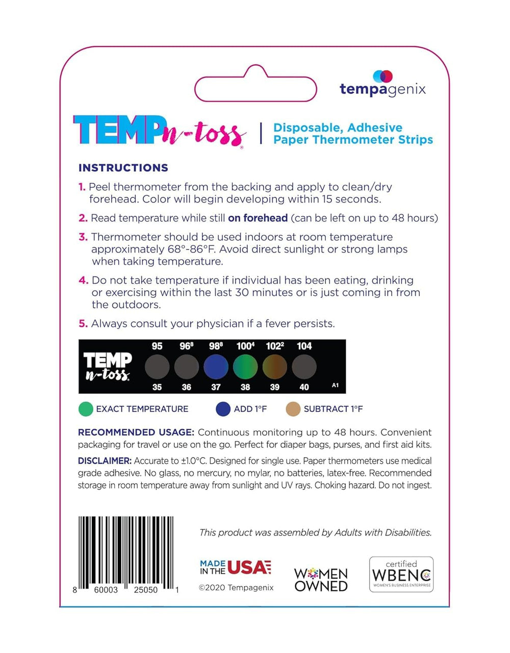 Temp-N-Toss applying the forehead strip for quick, accurate readings in seconds.