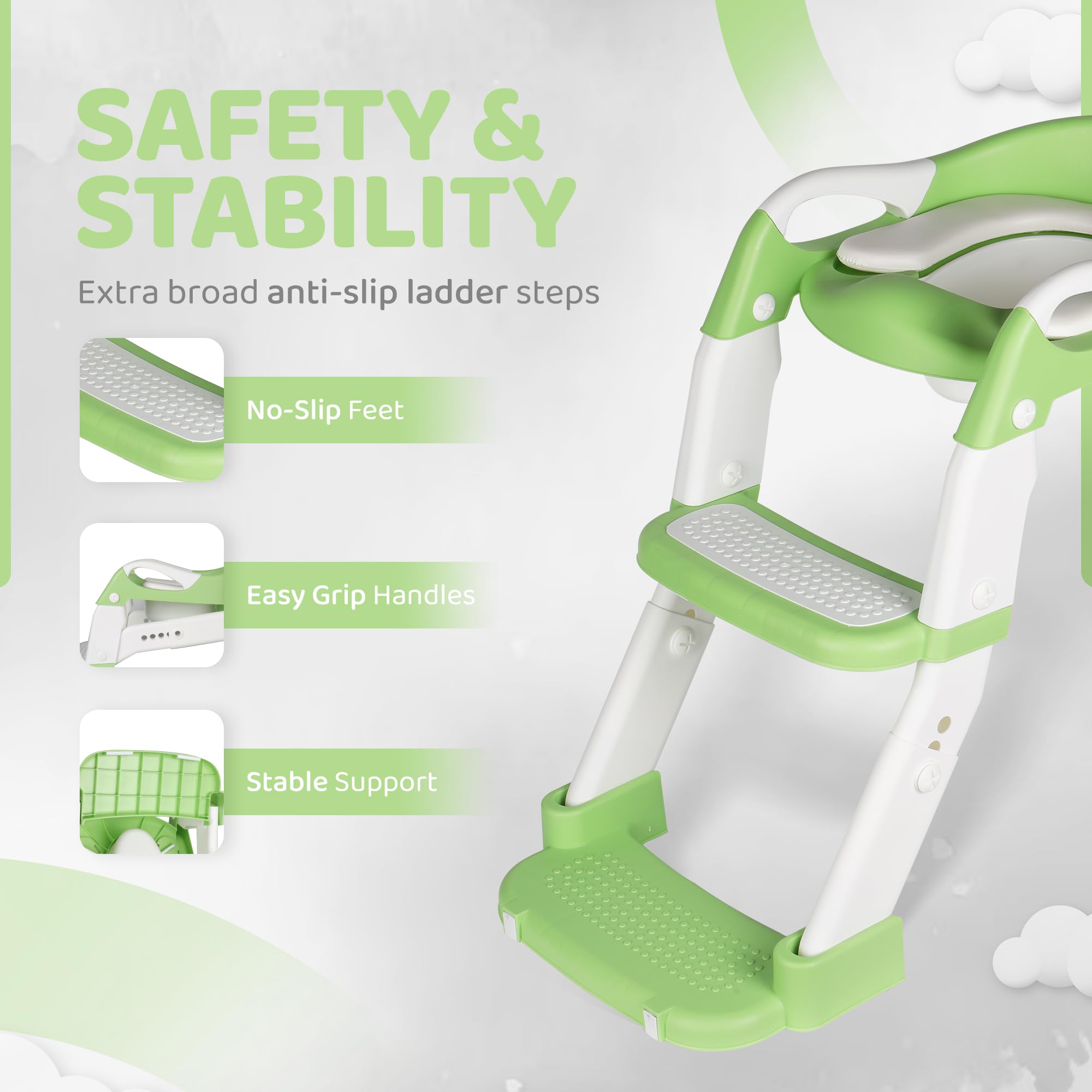 Temple Goods Co. padded seat with splash guard promotes hygiene and comfort
