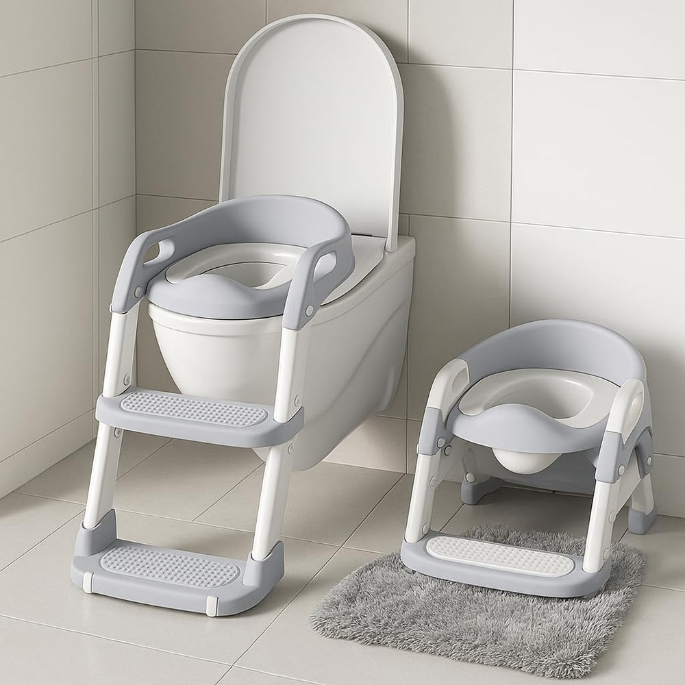 Temple Goods Co 3-in-1 potty seat folded compact, ideal for small bathrooms.