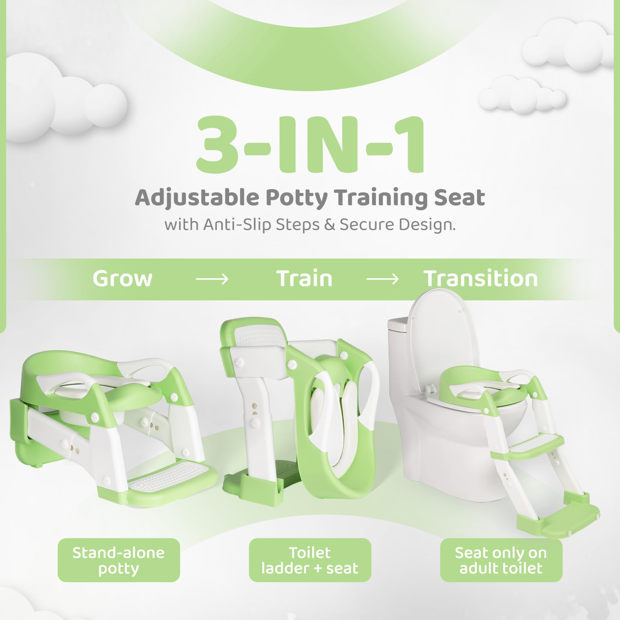 Temple Goods Co. potty seat folded for compact storage in small bathrooms