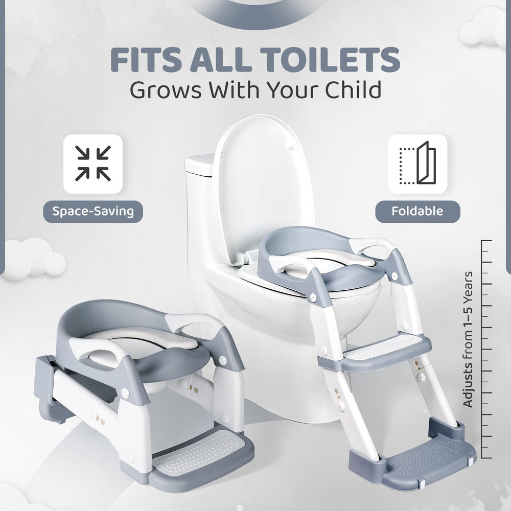 Temple Goods Co non-slip-legs keep the ladder stable on bathroom floors.
