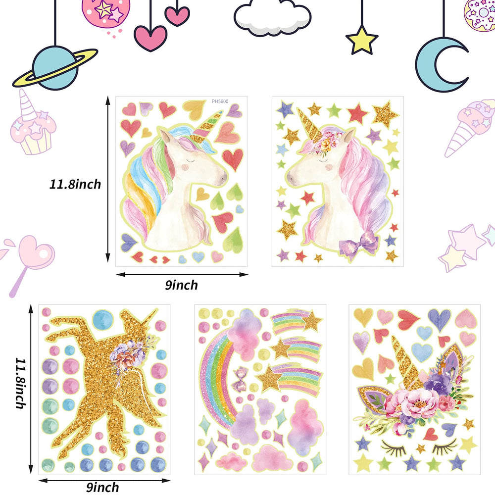 Tenare glow stars with rainbow flowers decorate walls for a cheerful, versatile mood.