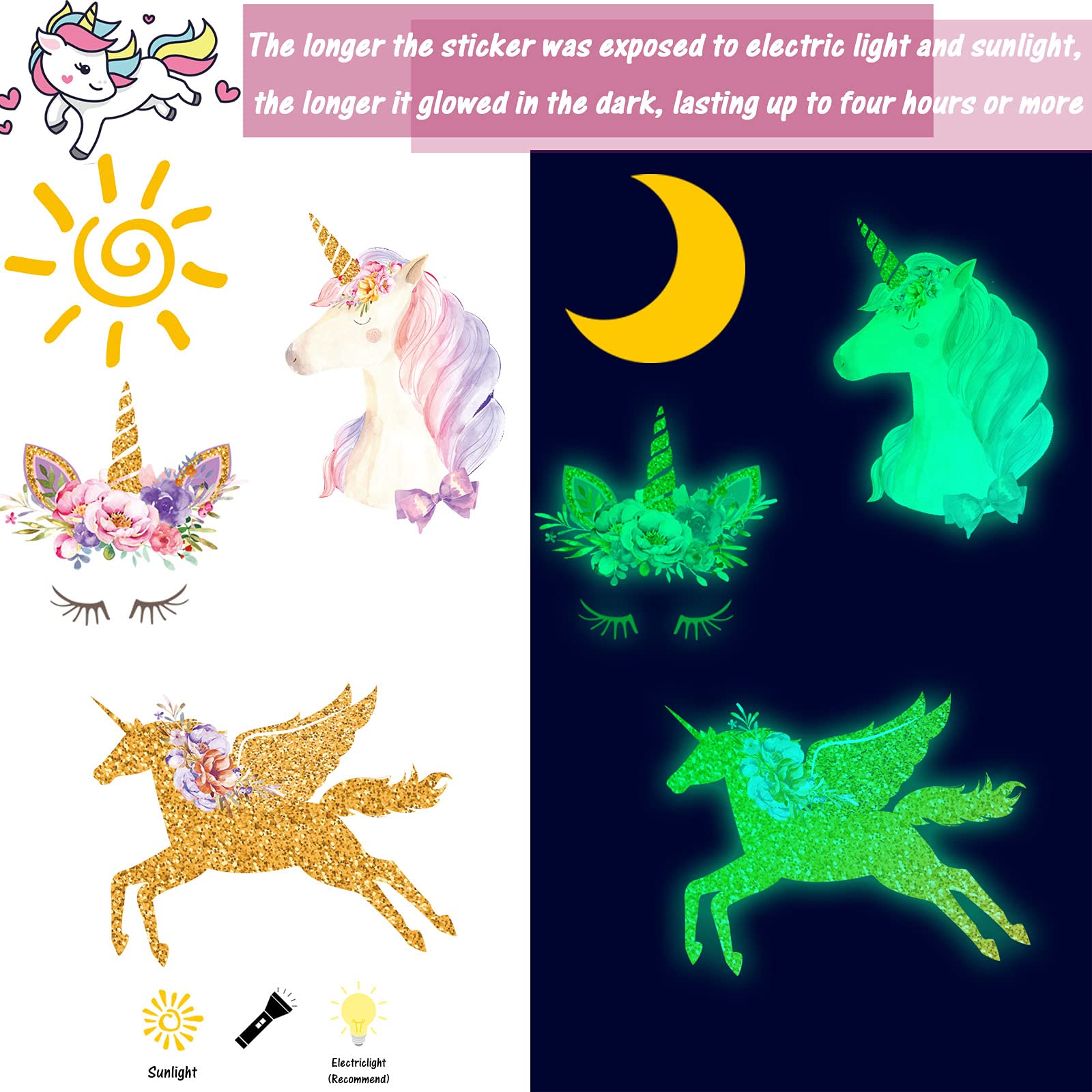 Tenare glow-in-the-dark wall decals are easy to apply on smooth walls and ceilings.