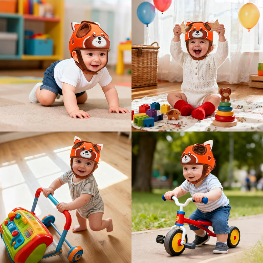Tendccy Bear head protector adjustable straps ensure a snug, comfortable fit as babies grow.