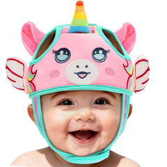 Tendccy Unicorn Head Protector showing 360-degree coverage for safe crawling and exploration