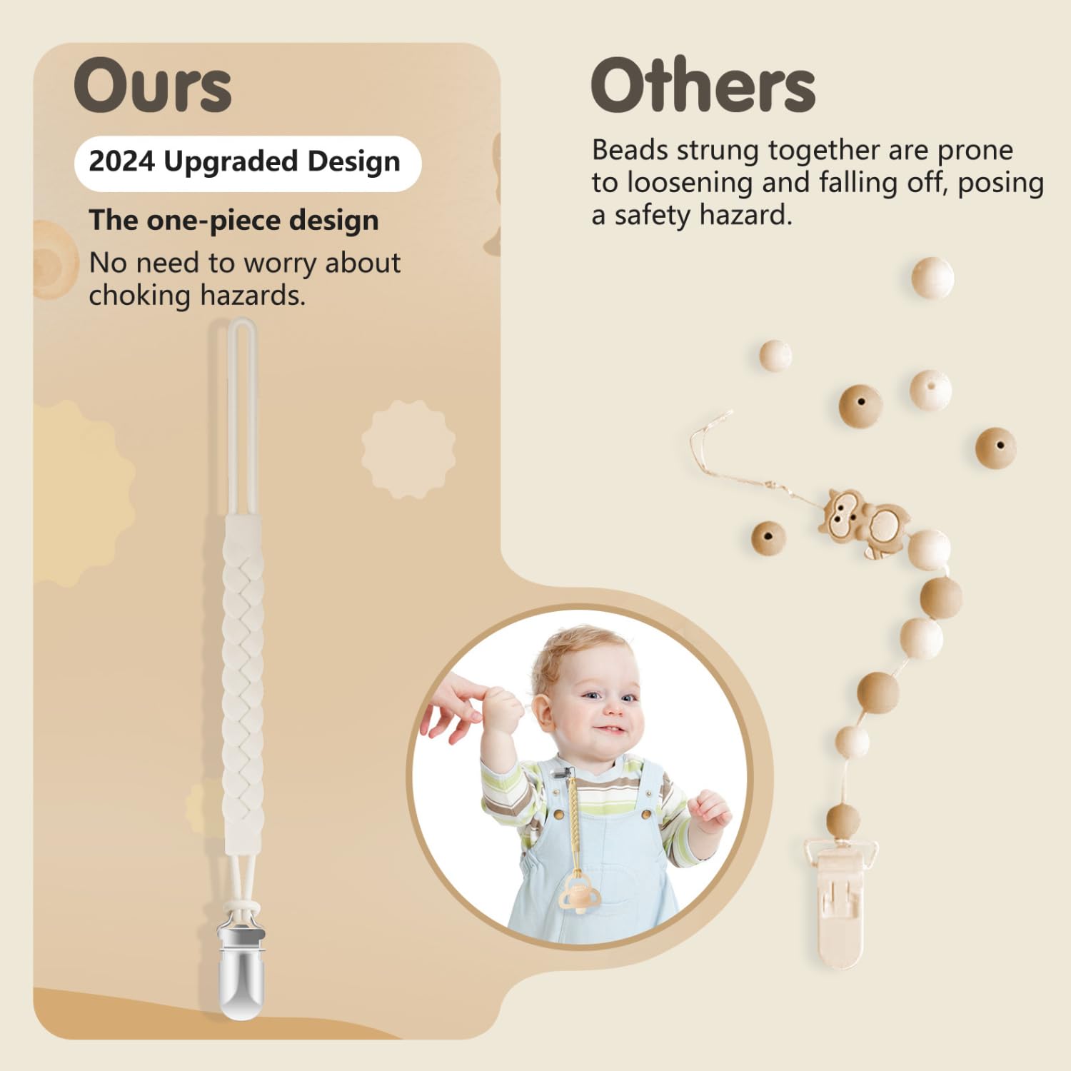 Tender Babe pacifier clip easy cleaning demonstrates quick hand wash and air dry.