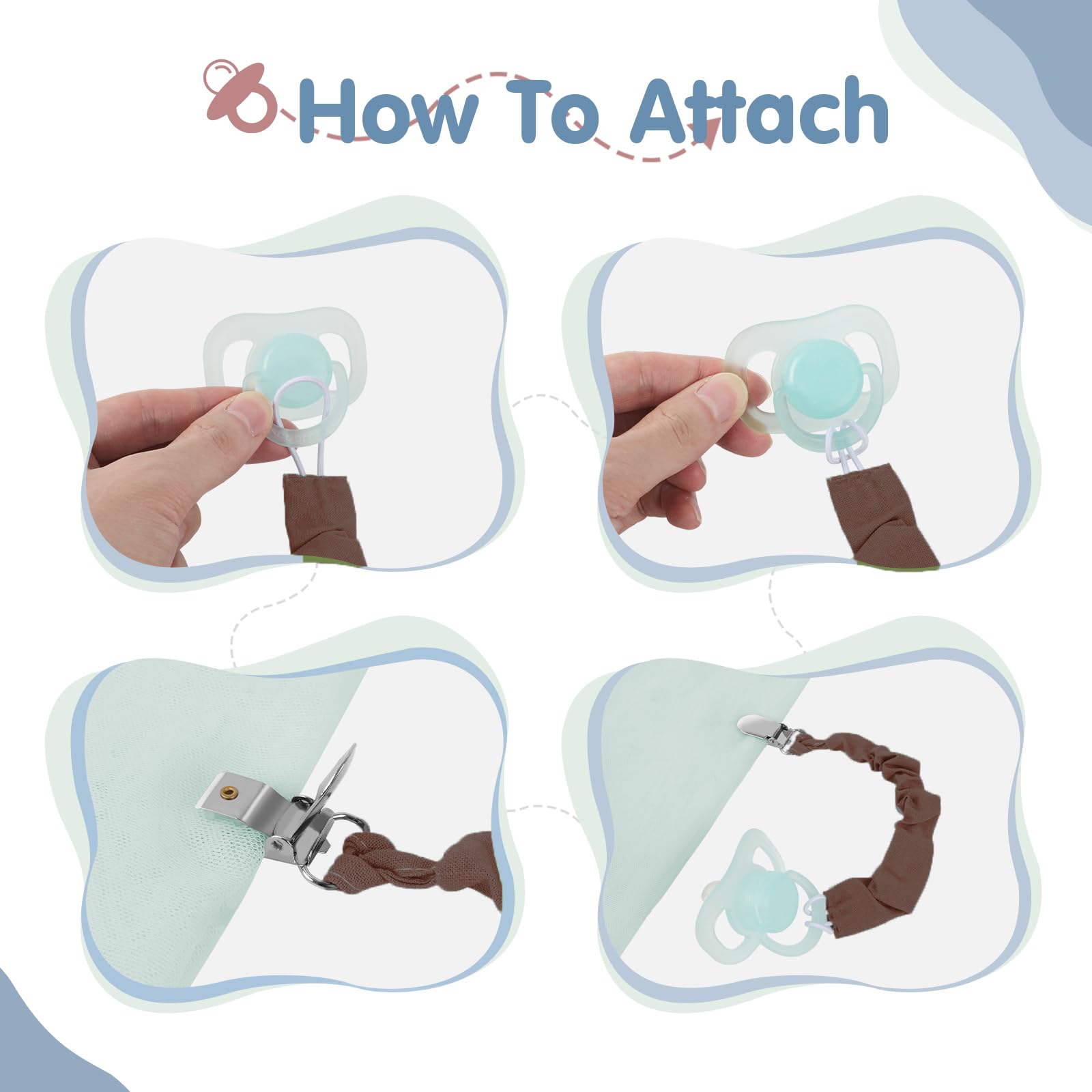 Tender Babe pacifier clip — gift-pack packaging ideal for baby showers and gifting.