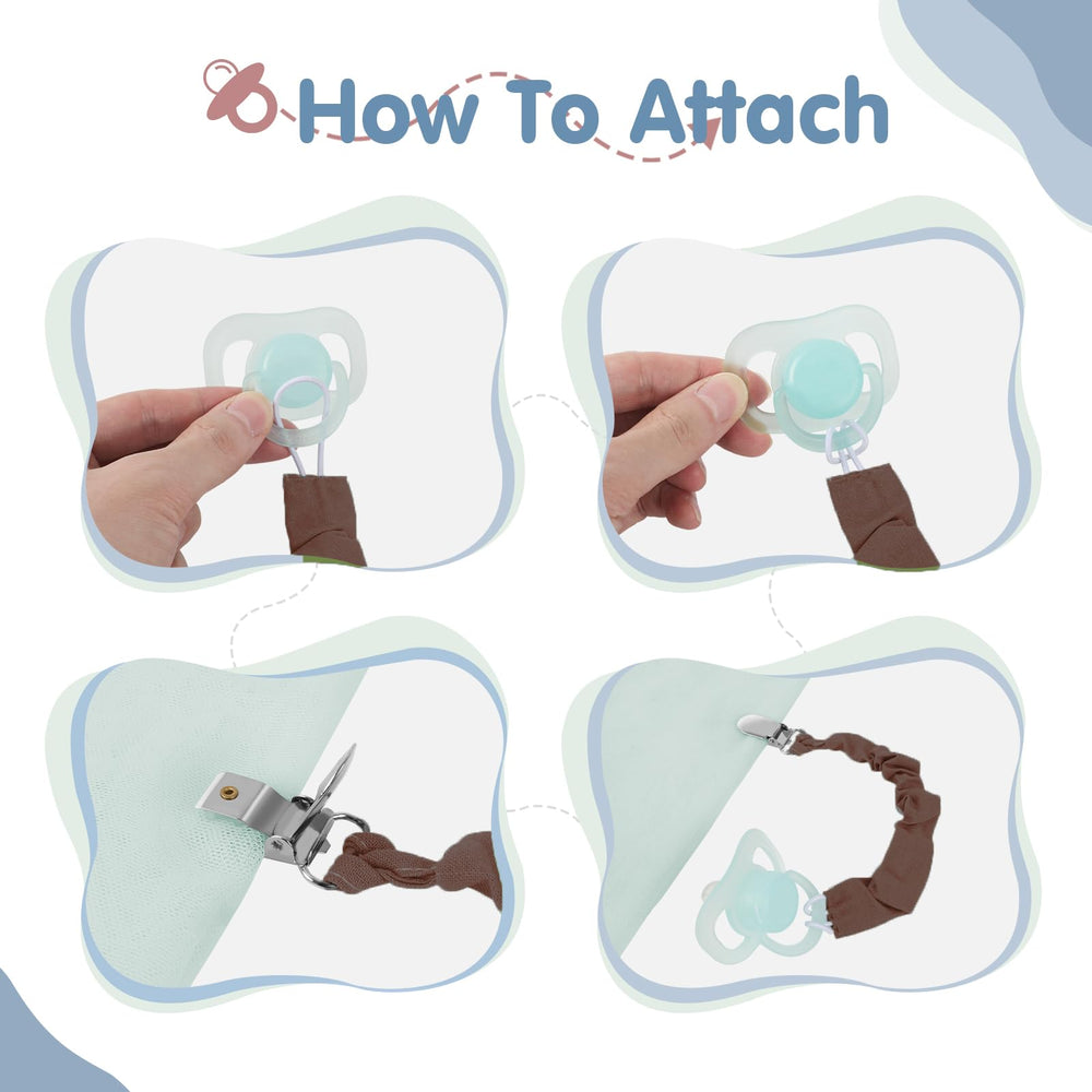 Tender Babe pacifier clip — gift-pack packaging ideal for baby showers and gifting.