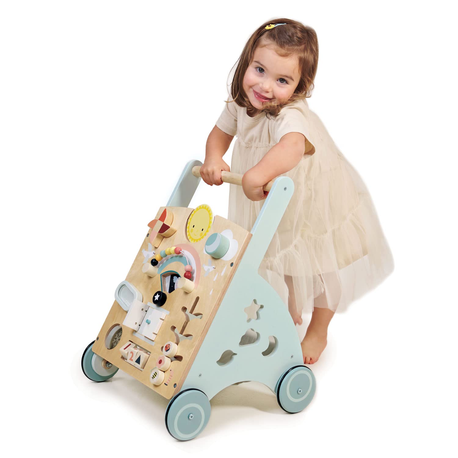 Tender Leaf Toys Sunshine Baby Activity Walker shapes help with problem solving and naming.