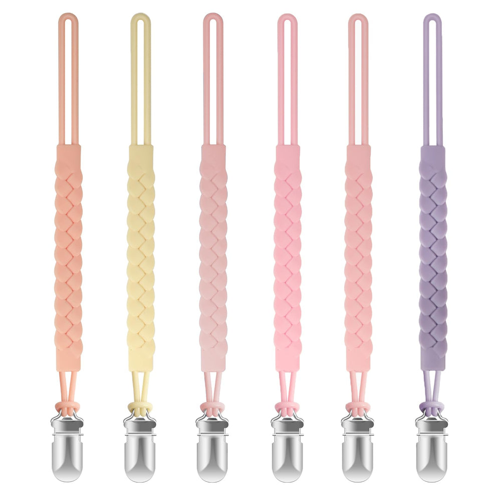 TenderBabe braided silicone pacifier clip in action keeps pacifier accessible