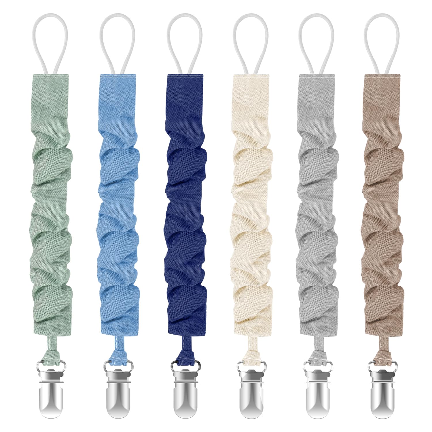 TenderBabe pacifier clip frill design keeps pacifier within reach and stylish