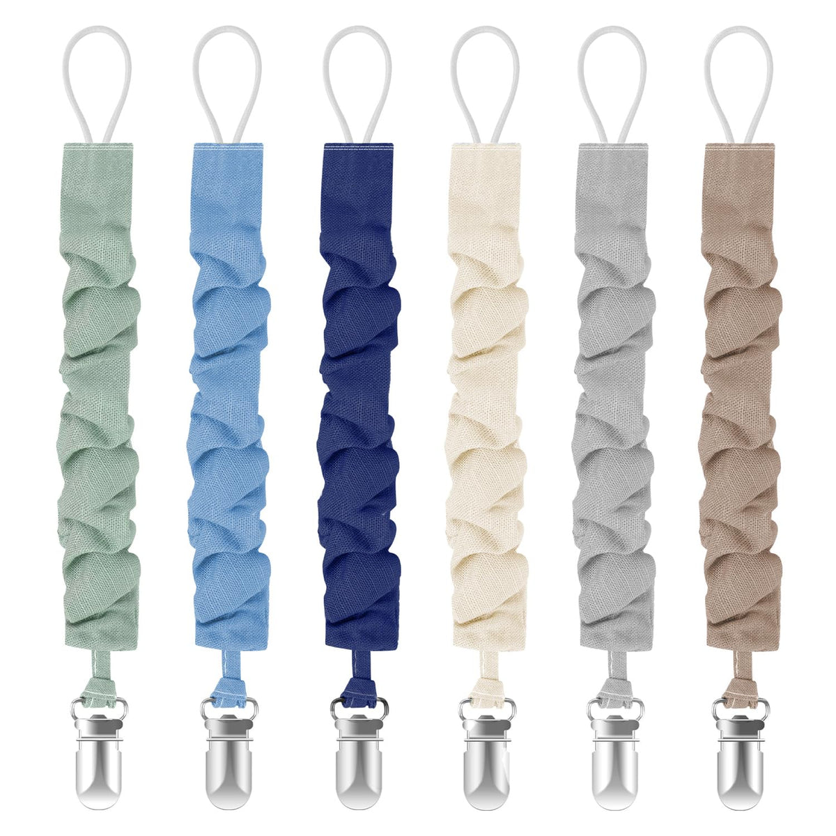 TenderBabe pacifier clip frill design keeps pacifier within reach and stylish