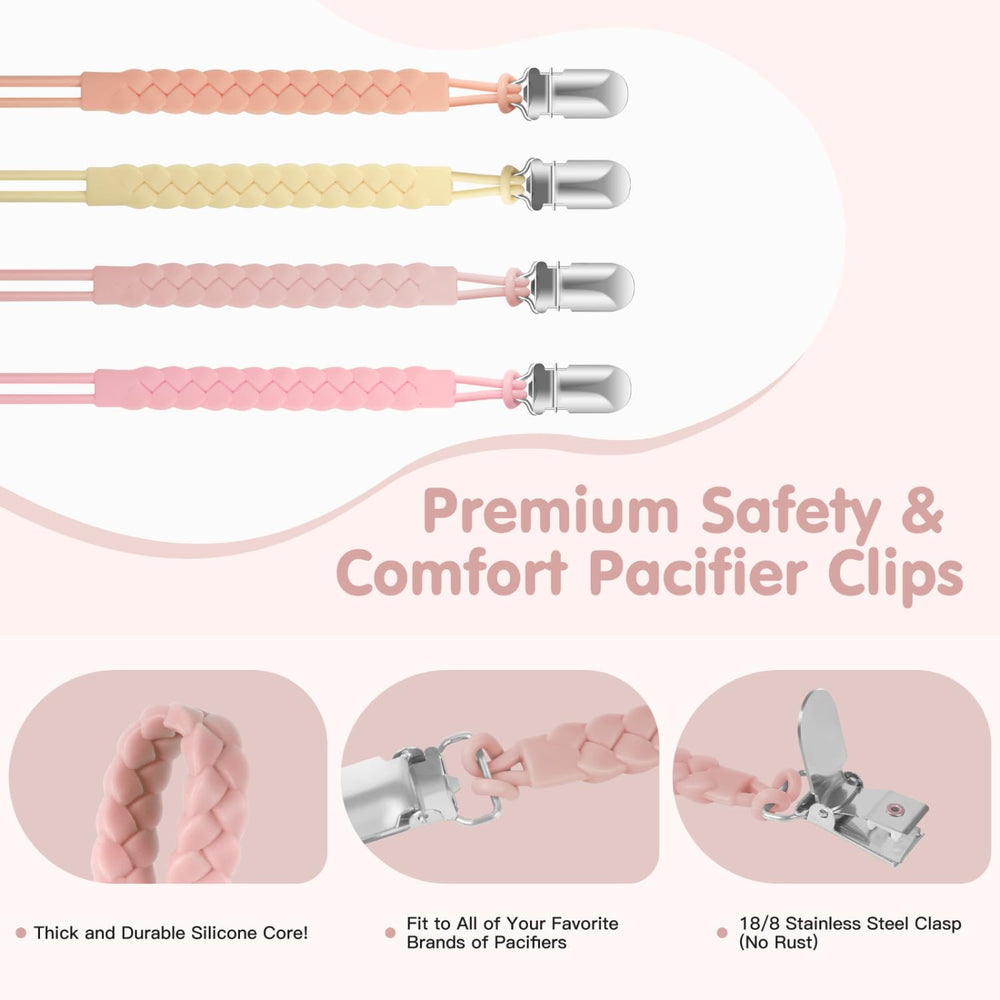TenderBabe pacifier clip with stainless steel clip secures without snagging