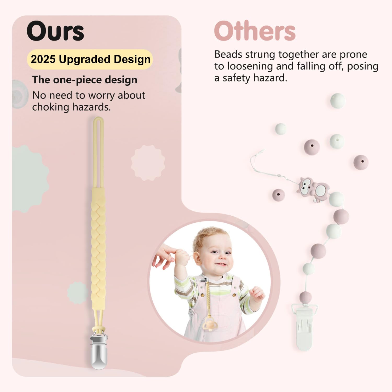 TenderBabe universal-fit pacifier clip works with most pacifiers