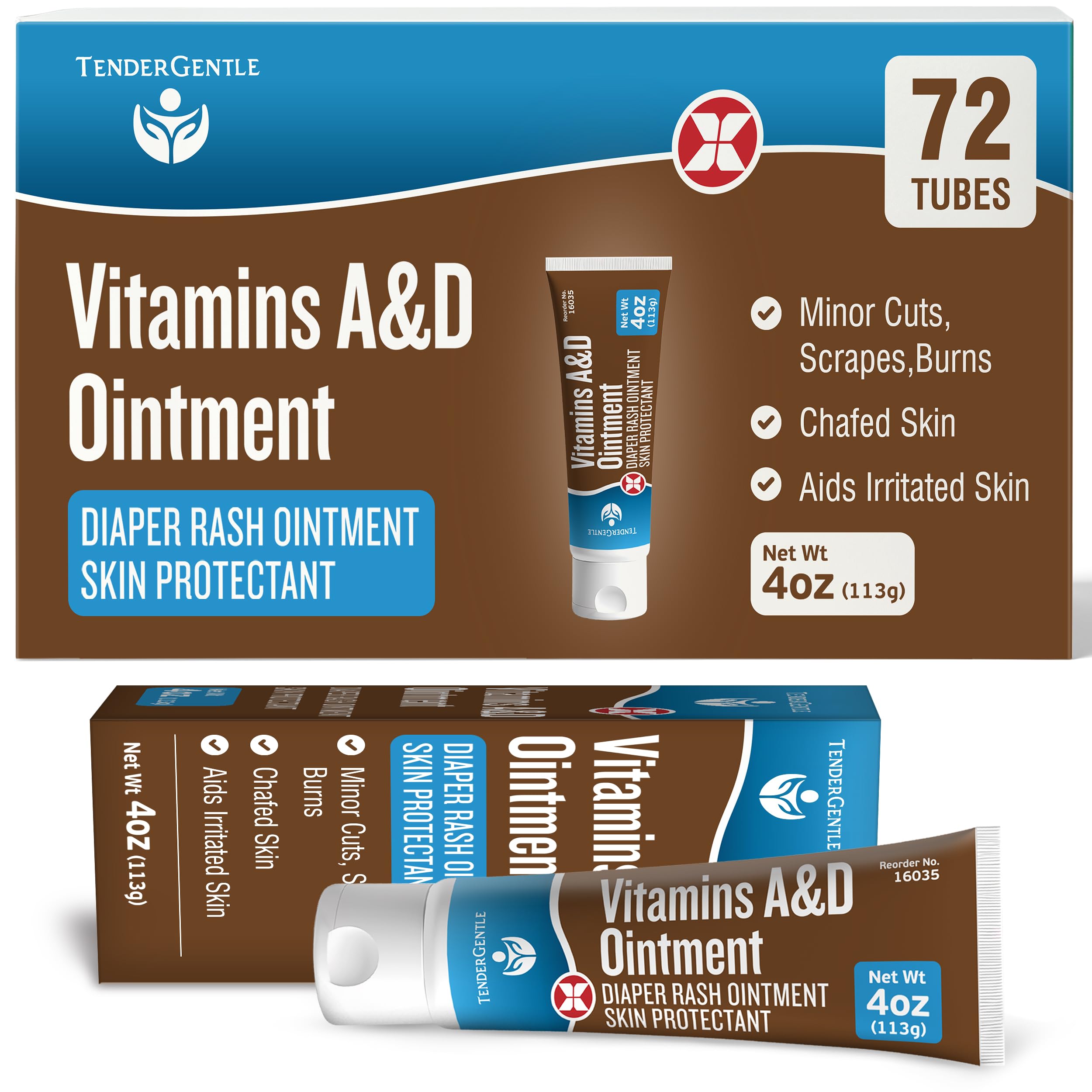 TenderGentle Vitamin A&D Ointment tube front view showing protective barrier for skin
