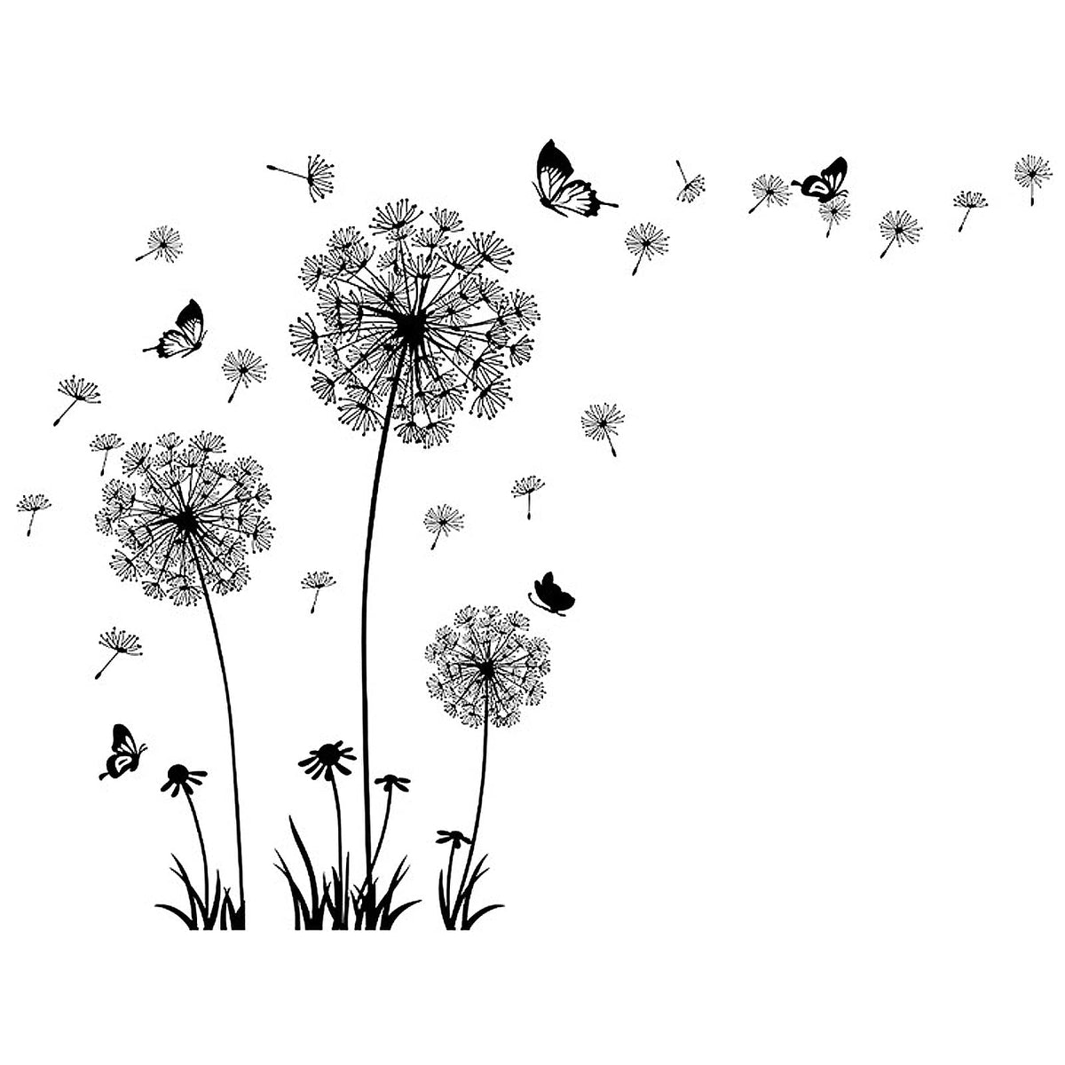 Teniinet black and white dandelion butterfly wall stickers offer quick, removable decor for any room