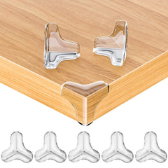 TenLaitech 8-pack corner protectors on a table edge, reducing sharp bumps.