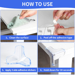 TenLaitech corner protector, transparent design blends with wood grain furniture.