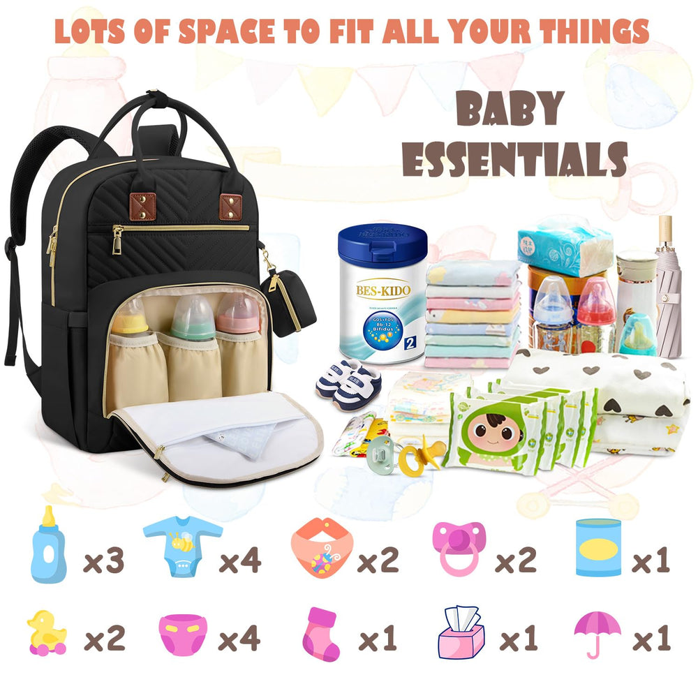 Tenot diaper bag backpack open compartments organized for baby items
