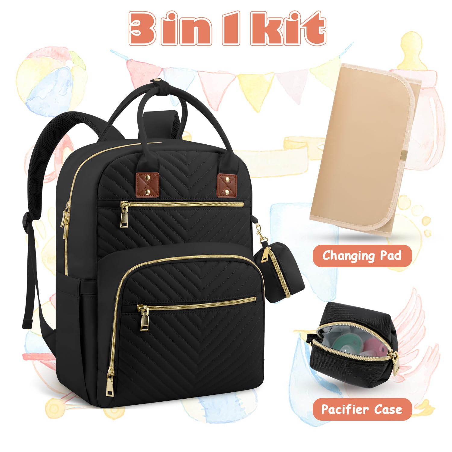 Tenot diaper bag backpack with comfortable shoulder straps for daily carry