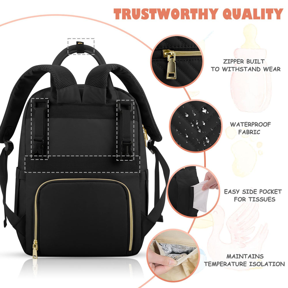 Tenot diaper bag with stroller straps in use for hands-free outings