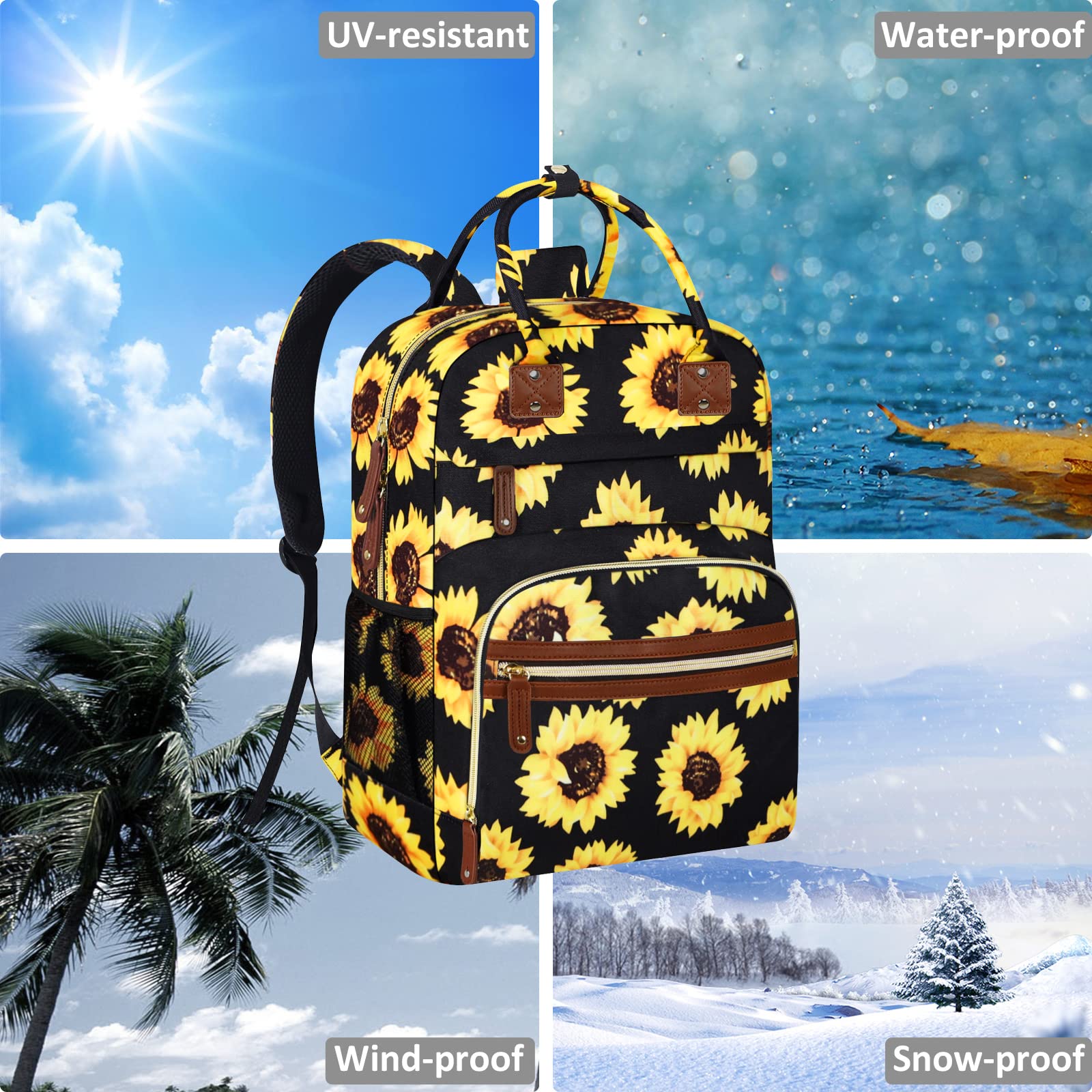 Tenot diaper backpack waterproof fabric closeup confirms water resistance and rugged stitching.