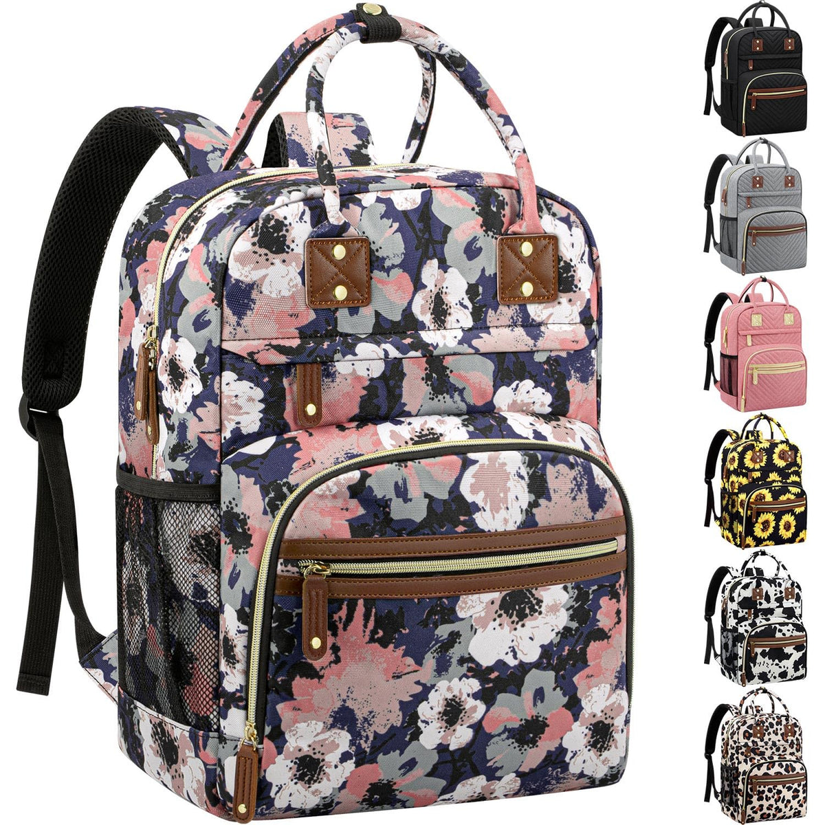 Tenot diaper bag backpack with floral pattern for stylish everyday storage on the go