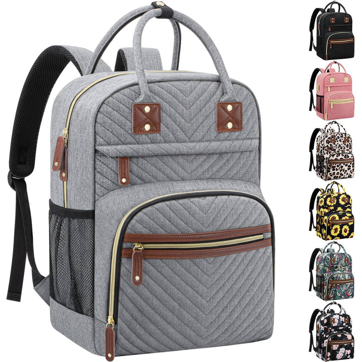 Tenot diaper bag front view with roomy pockets for quick baby gear access.