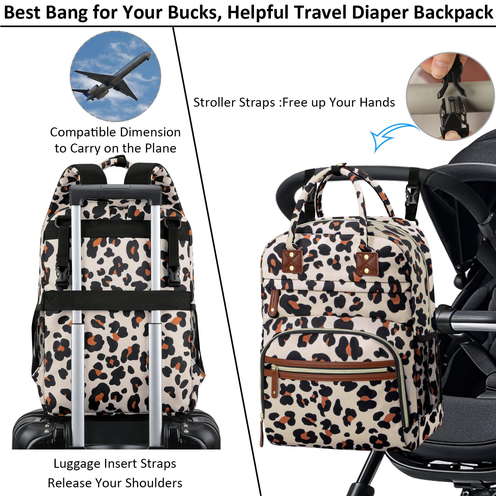 Tenot diaper bag backpack spacious interior for diapers, clothes, and devices