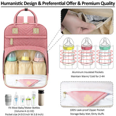Tenot diaper bag pink with insulated bottle pockets to keep temps on the move.