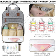 Tenot diaper bag open compartments show organized storage for diapers and wipes.