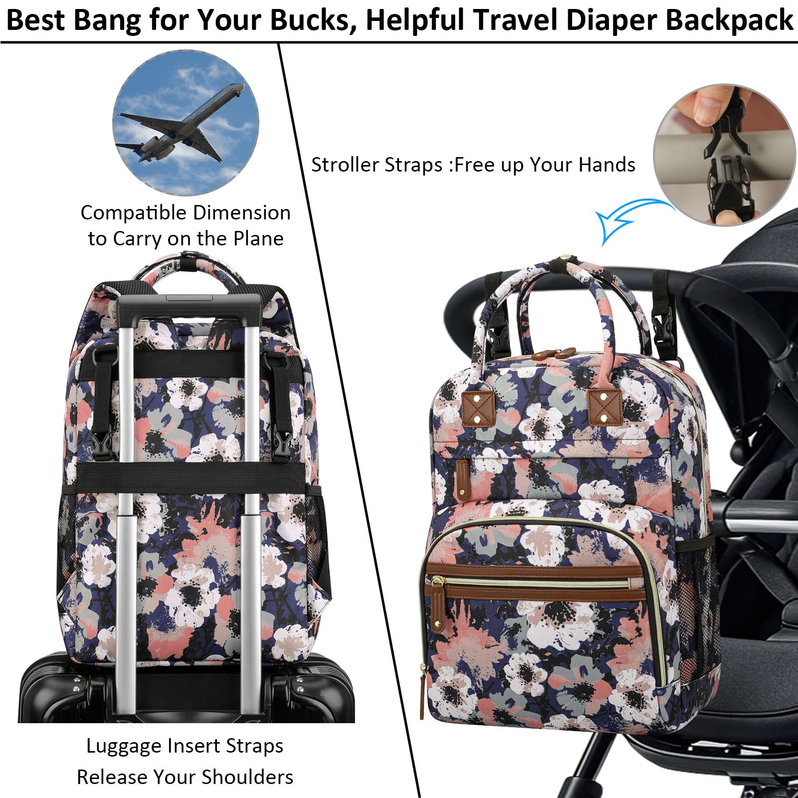 Tenot diaper bag spacious interior keeps diapers, wipes, and clothing organized