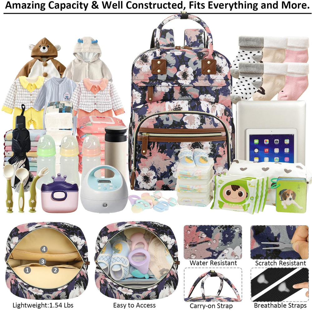Tenot diaper bag with stroller-straps for hands-free travel