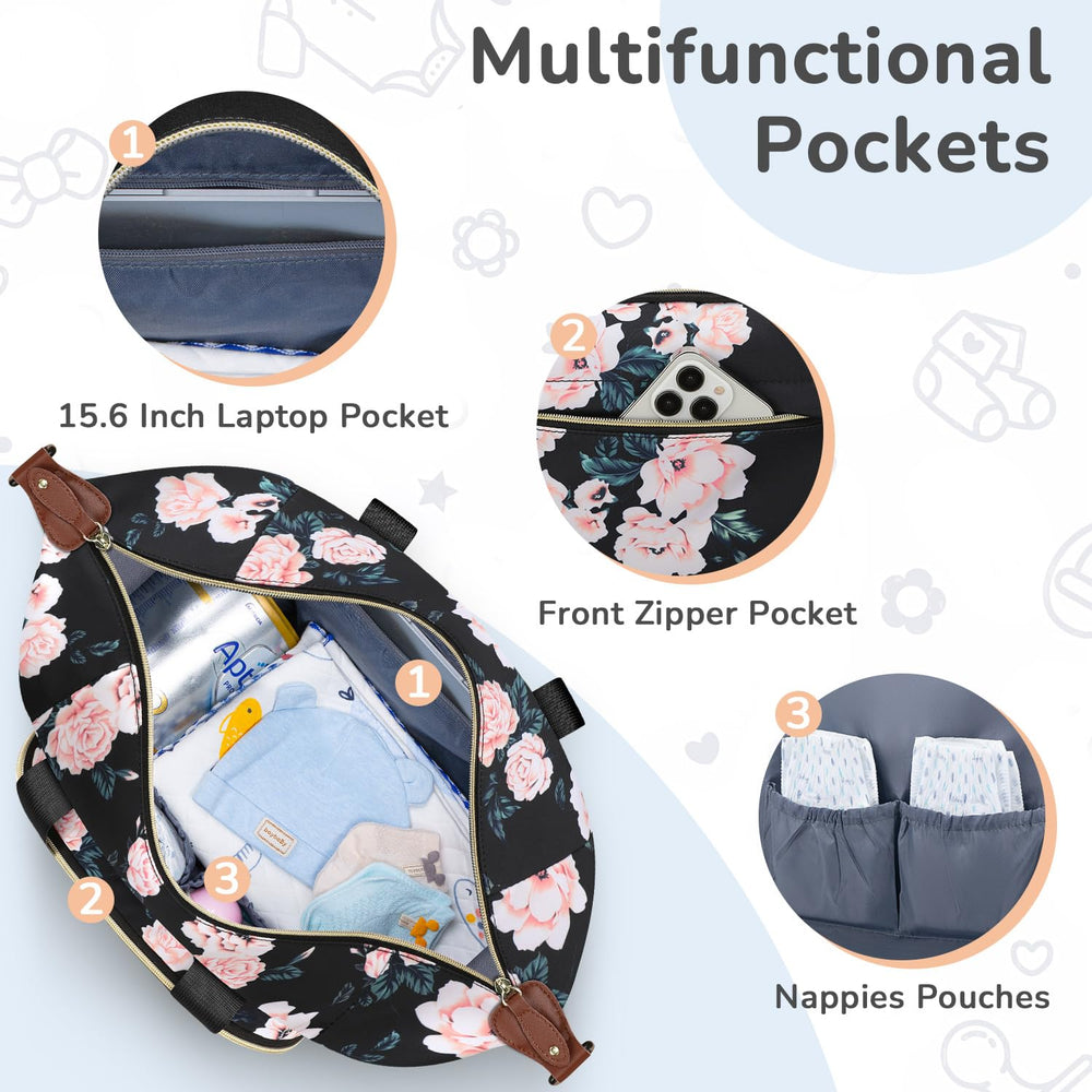 Tenot diaper bag tote insulated bottle pockets keep bottles at the right temperature.