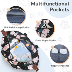 Tenot diaper bag tote insulated bottle pockets keep bottles at the right temperature.