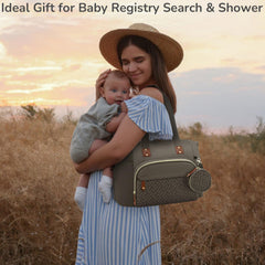 Tenot diaper bag tote luggage sleeve attached to rolling luggage.