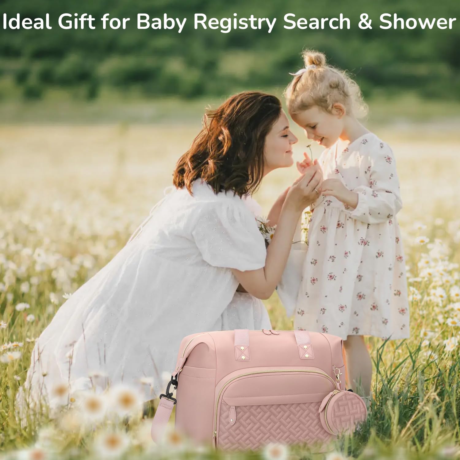 Tenot Diaper Bag Tote pram clip in action for hands-free strolling