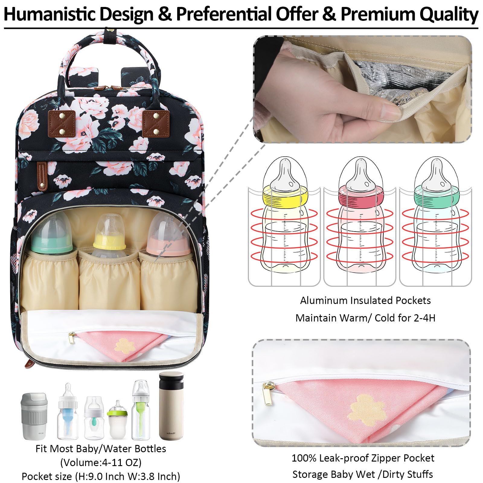 Tenot diaper bag waterproof fabric highlighting durable, water-resistant exterior for daily use.