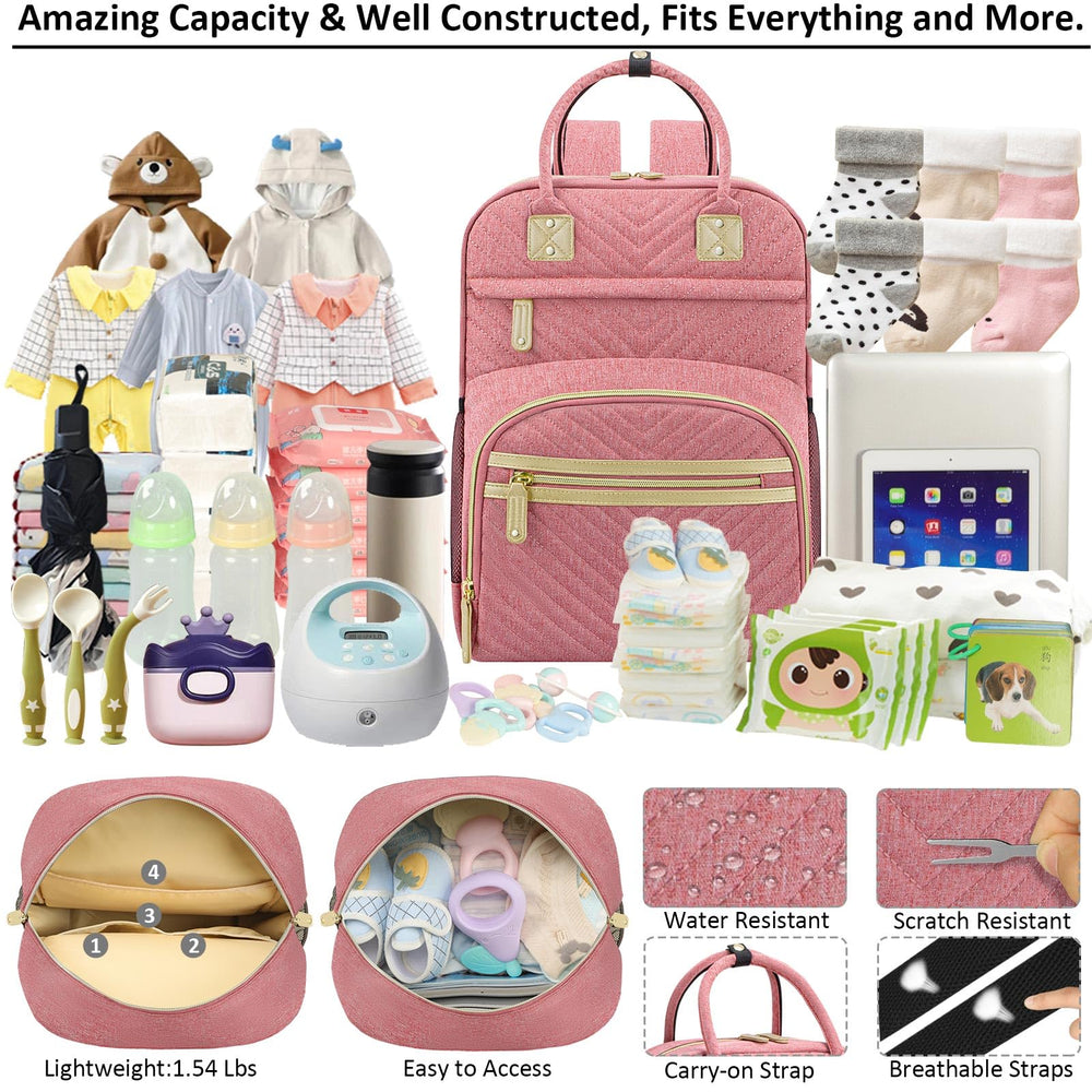 Tenot pink diaper bag with waterproof fabric for reliable protection against spills.