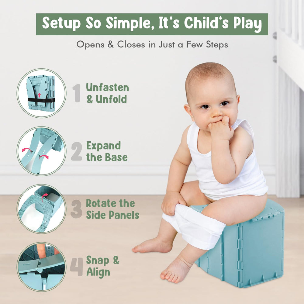 Teo portable travel potty disposable bags ensure clean, odor-free disposal.